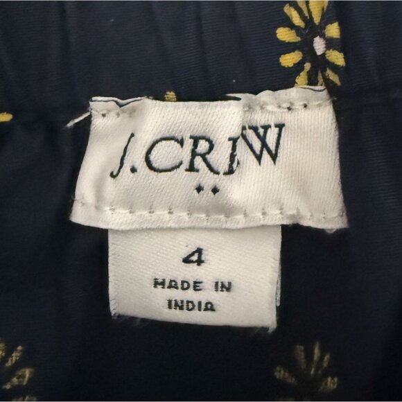 J. Crew Womens Floral PomPom Trim Cotton Blend Square Neck Top NavyYellow Size 4 - Picture 4 of 6